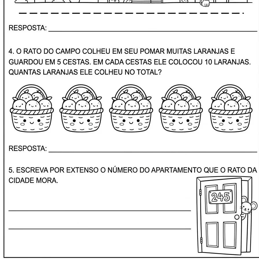 APOSTILA INTERDISCIPLINAR: RATINHOS DA CIDADE E CAMPO — amostra 2: Caderno interdisciplinar do 2º ano com atividades…