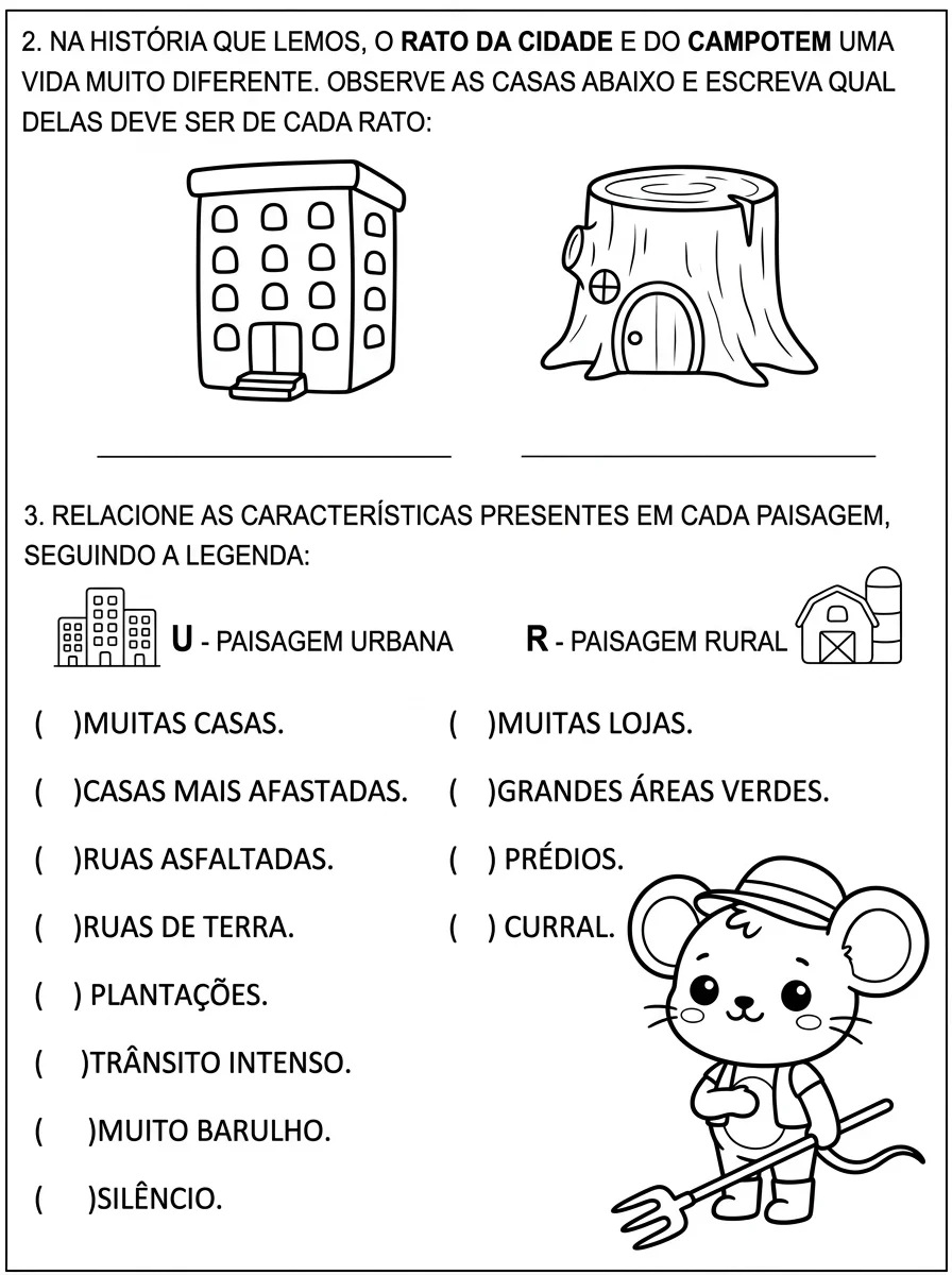 APOSTILA INTERDISCIPLINAR: RATINHOS DA CIDADE E CAMPO — amostra 7: Caderno interdisciplinar do 2º ano com atividades…