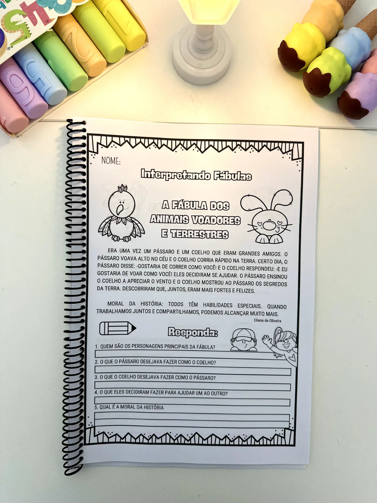 Apostila interpretação de Fábulas ilustradas — amostra 2: Apostila Interpretando Fábulas com 18 páginas de atividades ara…