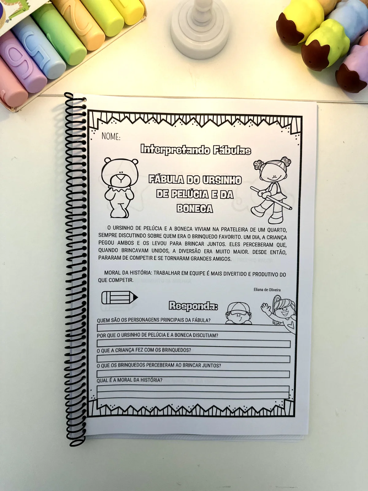 Apostila interpretação de Fábulas ilustradas — amostra 4: Apostila Interpretando Fábulas com 18 páginas de atividades ara…