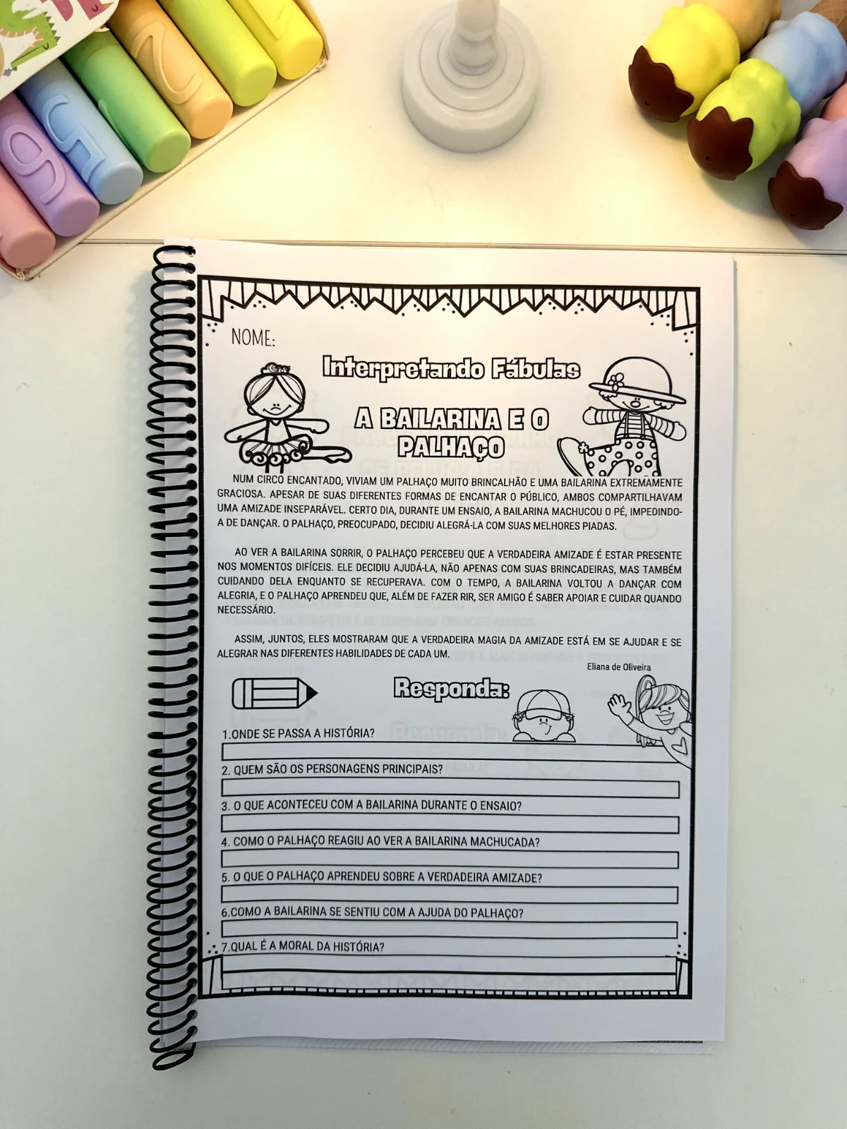Apostila interpretação de Fábulas ilustradas — amostra 5: Apostila Interpretando Fábulas com 18 páginas de atividades ara…