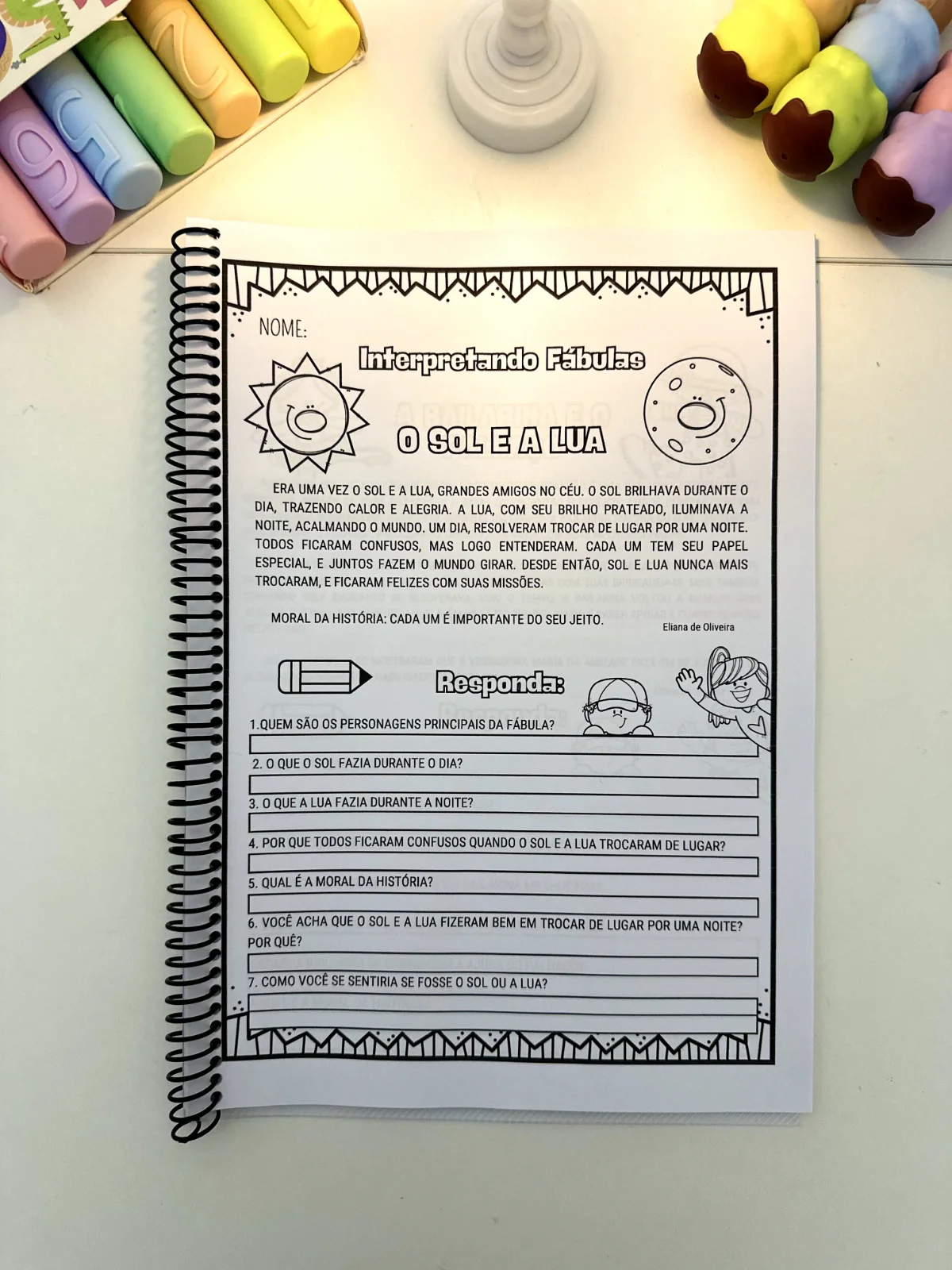 Apostila interpretação de Fábulas ilustradas — amostra 6: Apostila Interpretando Fábulas com 18 páginas de atividades ara…