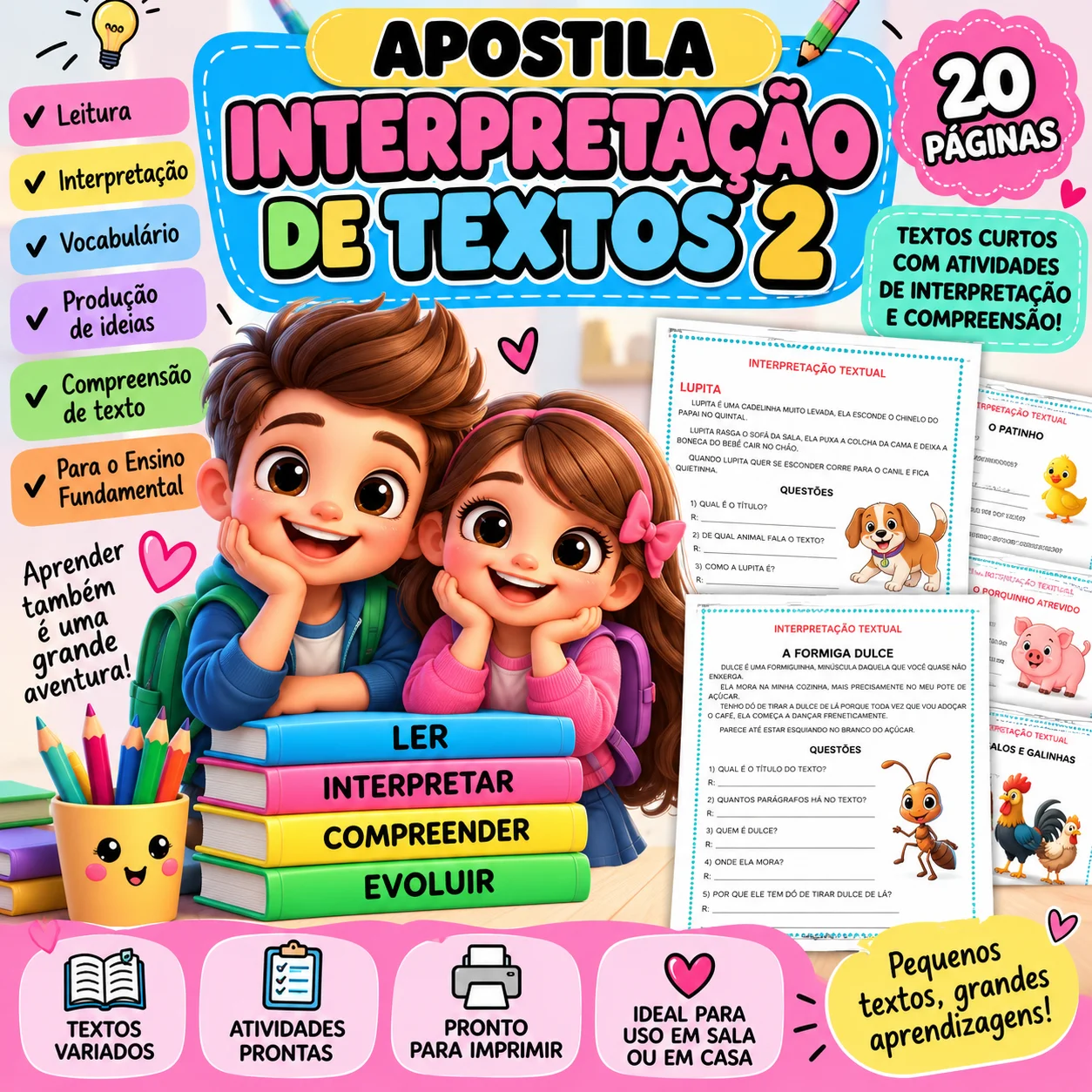 Apostila Interpretação de Textos 2 – Leitura e Compreensão — capa do material