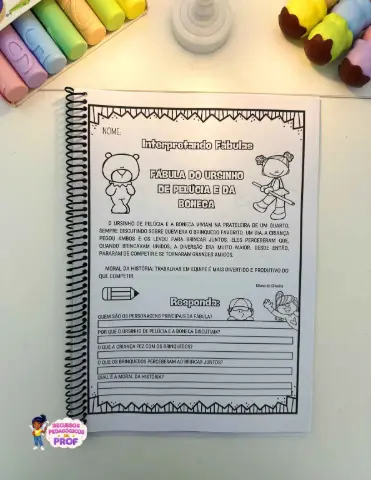 Apostila Interpretando Fábulas - Arquivo em PDF — amostra 2: São 18 páginas de atividades ilustradas para colorir e…
