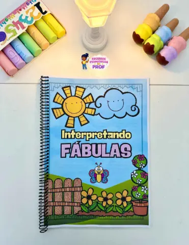 Apostila Interpretando Fábulas - Arquivo em PDF — amostra 4: São 18 páginas de atividades ilustradas para colorir e…