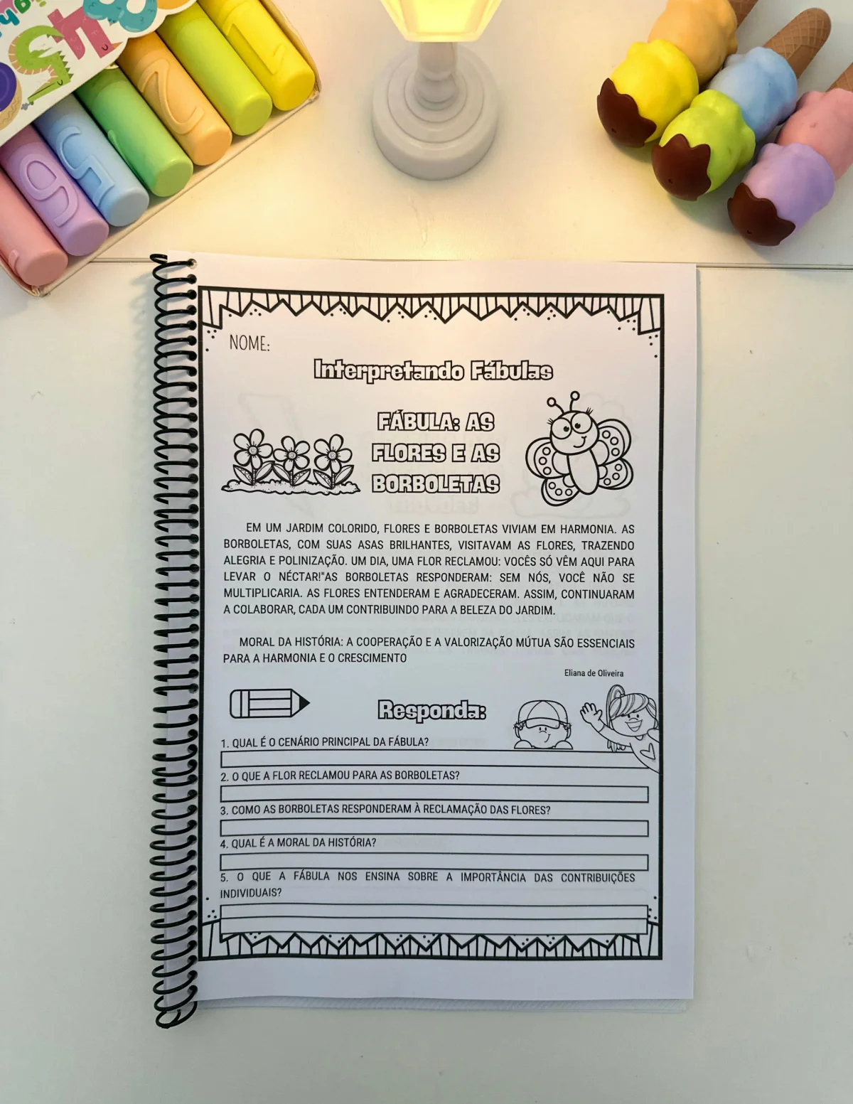 Apostila Interpretando Fábulas – PDF para Imprimir — amostra 1: Formato e entrega