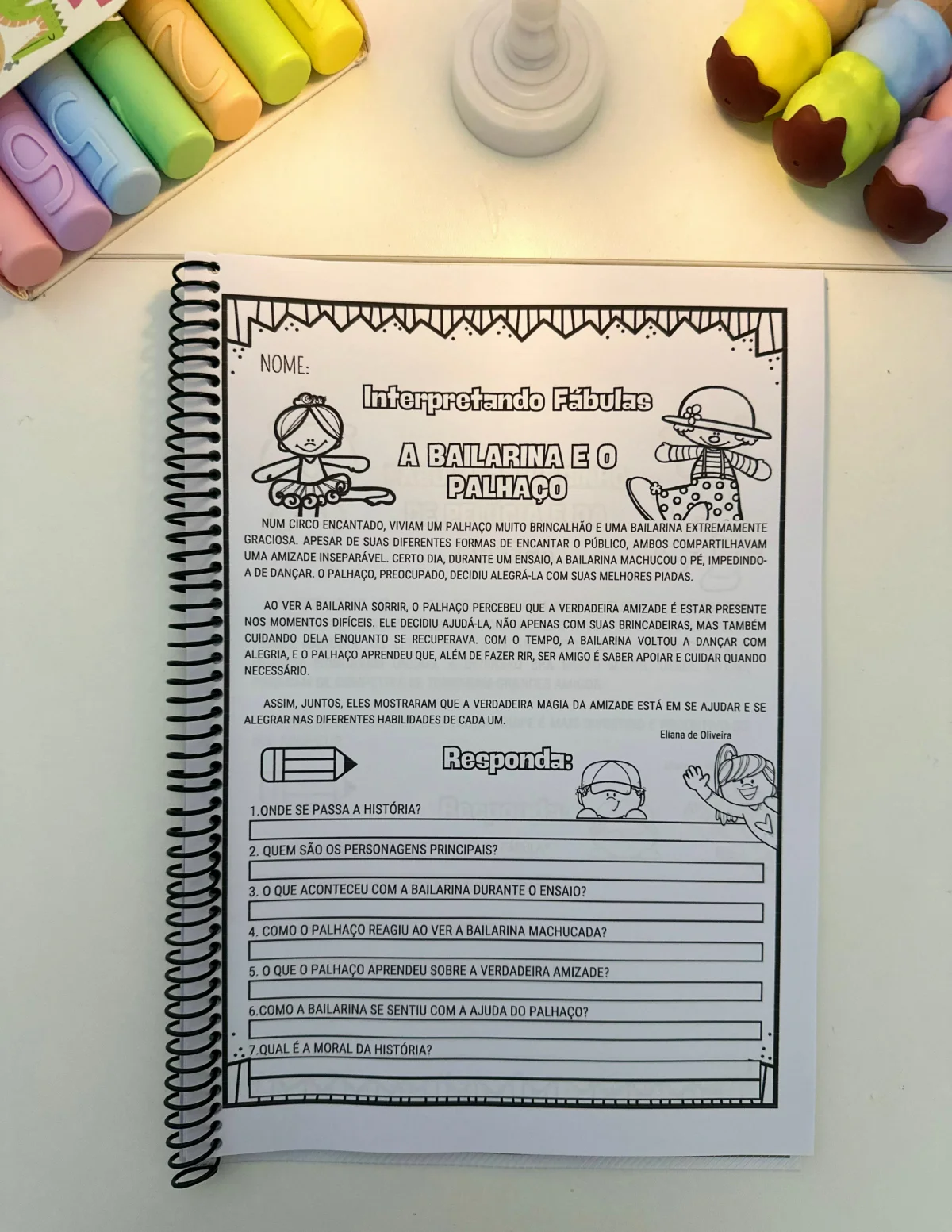 Apostila Interpretando Fábulas – PDF para Imprimir — amostra 3: São propostas de Fábulas ilustradas com perguntas de…
