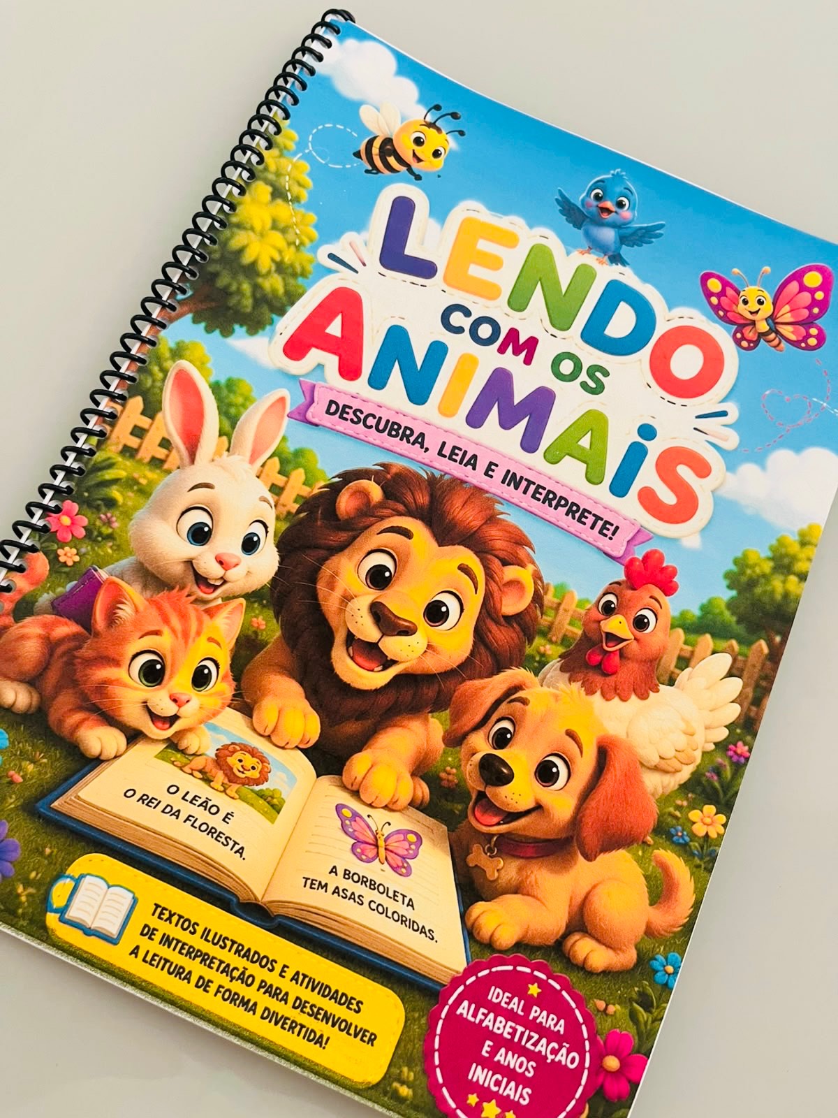 Apostila Lendo com os Animais – Leitura e Interpretação Alfabetização — amostra 1: Apostila pedagógica com pequenos textos…