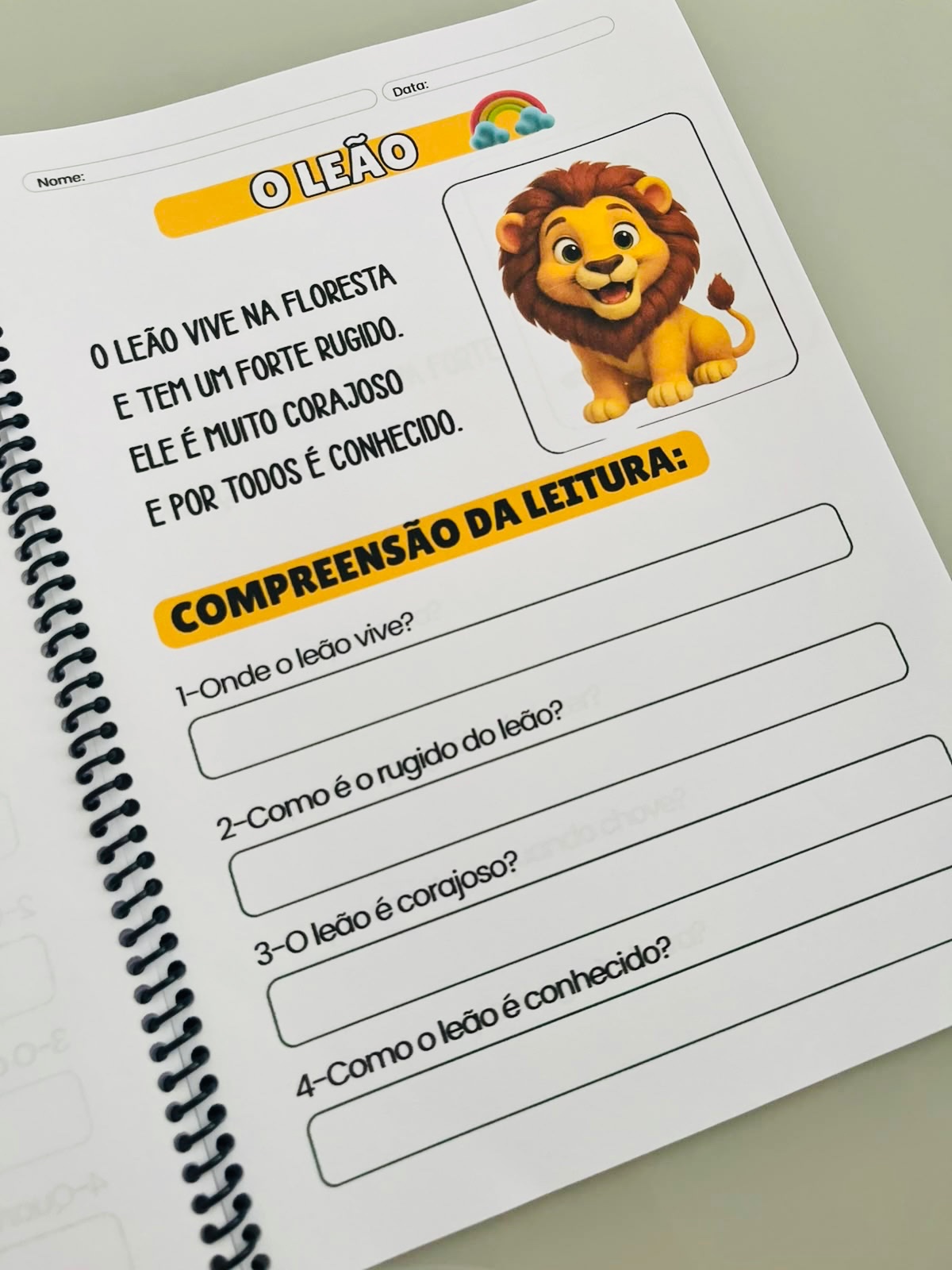 Apostila Lendo com os Animais – Leitura e Interpretação Alfabetização — amostra 3: Apostila pedagógica com pequenos textos…