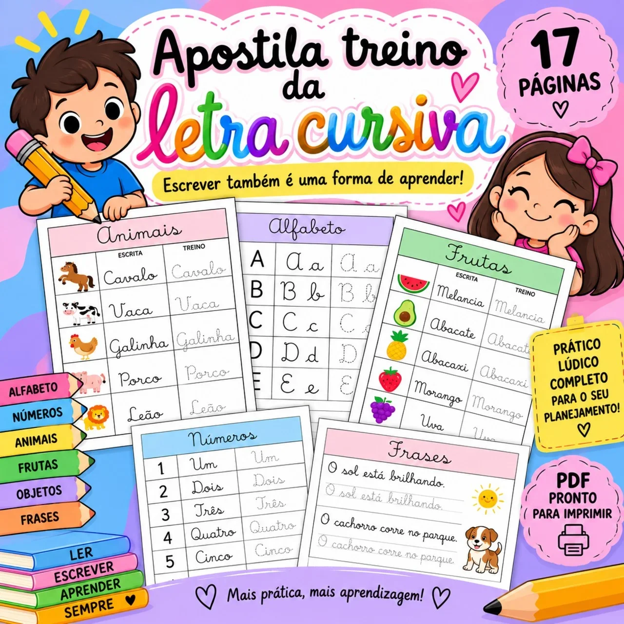 Apostila Letra Cursiva – Treino de Escrita e Alfabeto — capa do material