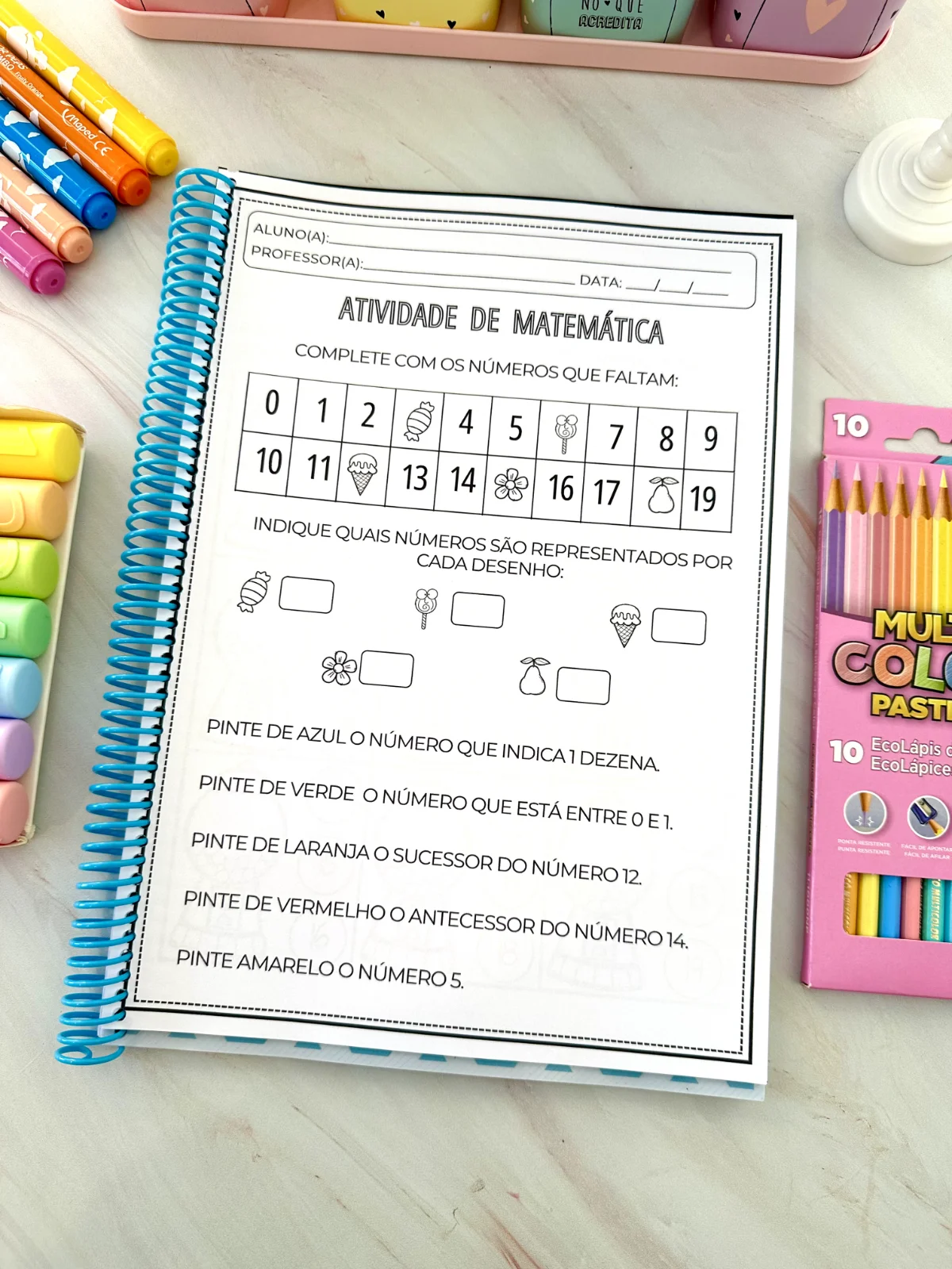Apostila matemática 1 ao 20 | Educação Infantil e Anos Iniciais — amostra 1: O que vem no material