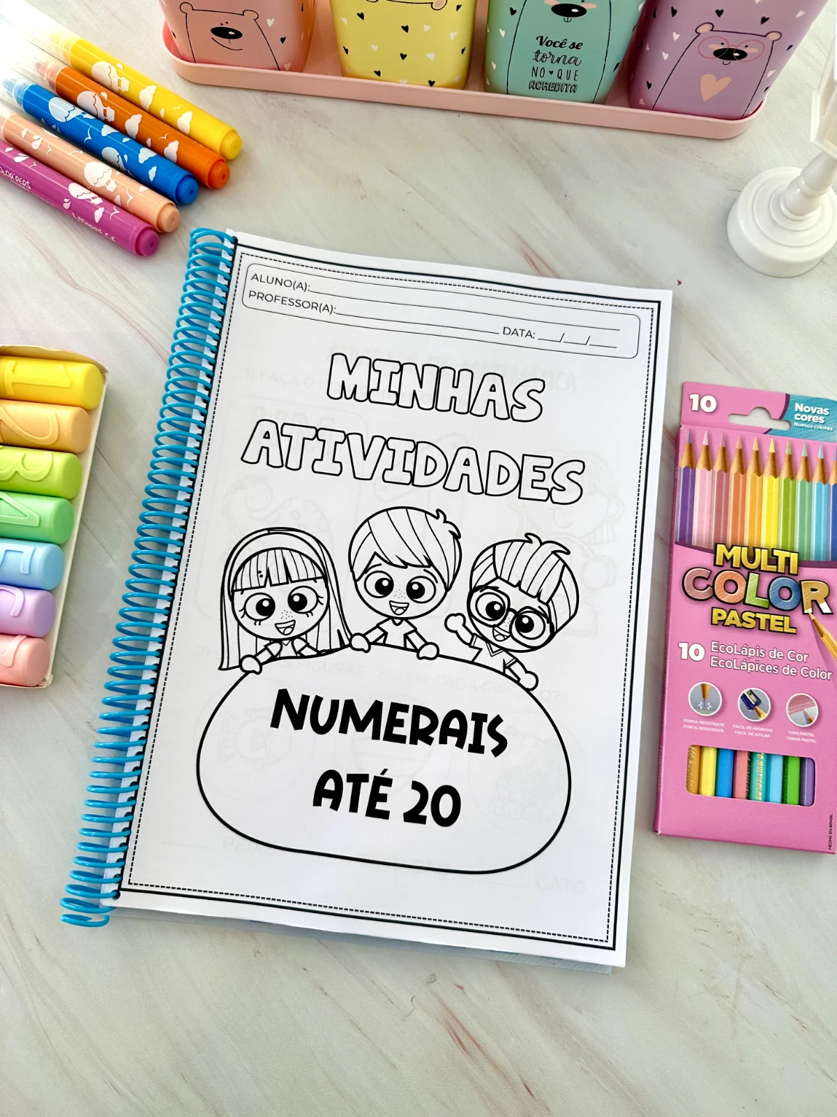 Apostila matemática 1 ao 20 | Educação Infantil e Anos Iniciais — amostra 4: Apostila para trabalhar os numerais de 1 a 20…