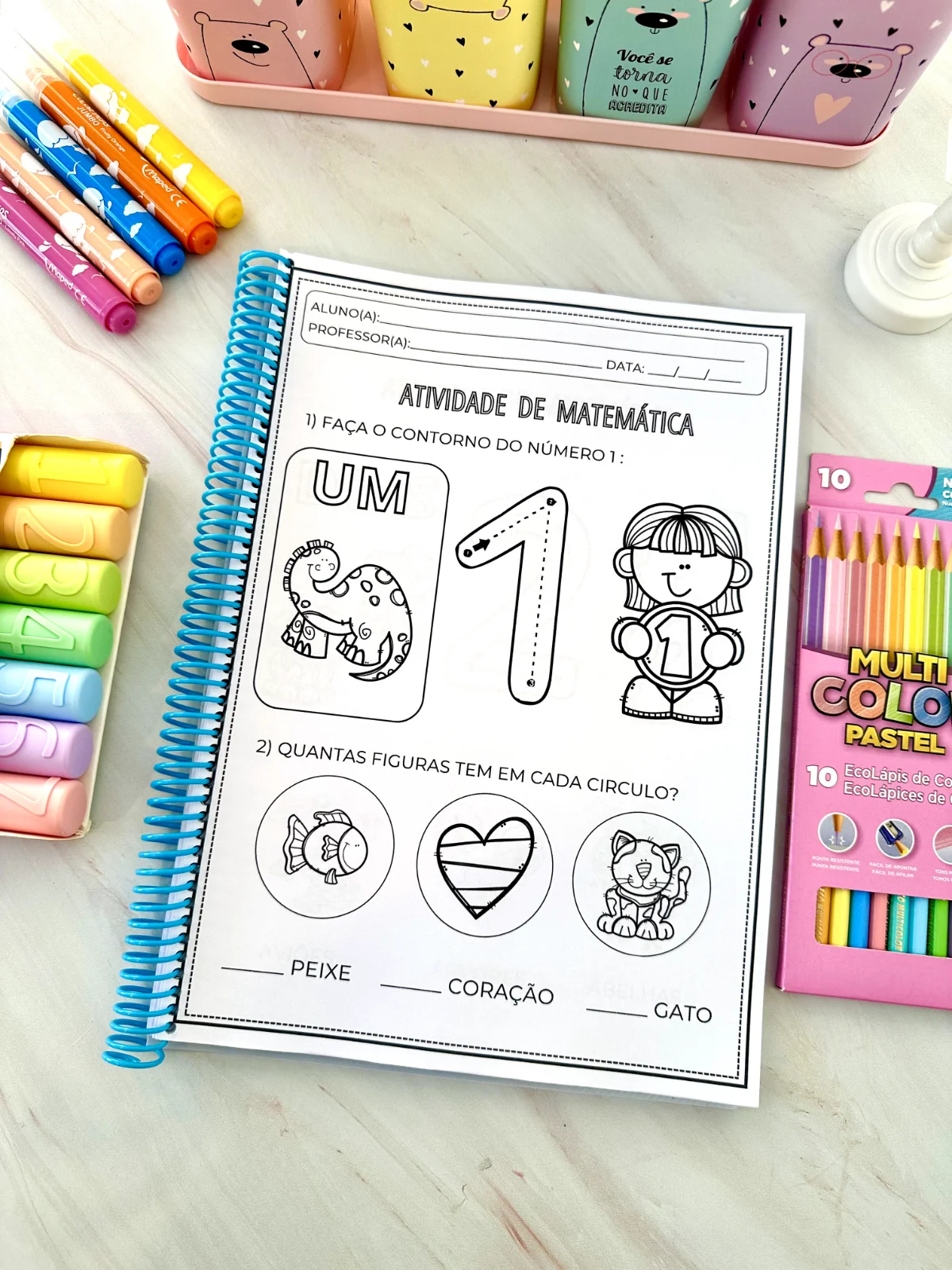 Apostila matemática 1 ao 20 | Educação Infantil e Anos Iniciais — amostra 5: Apostila para trabalhar os numerais de 1 a 20…