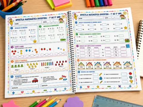 Apostila Matemática Divertida - 1°, 2° e 3° ano do Ensino Fundamental — amostra 1: 🎯 Ideal para