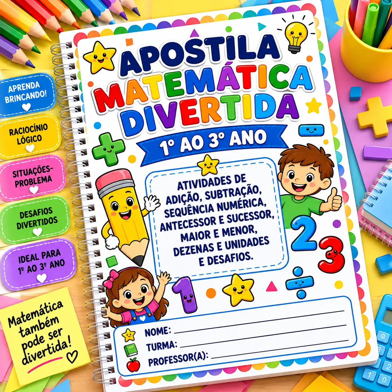 📘✨ APOSTILA MATEMÁTICA DIVERTIDA – 1º AO 3º ANO ✨ — Matemática para 3º ano: Apostila Matemática Divertida com atividades…