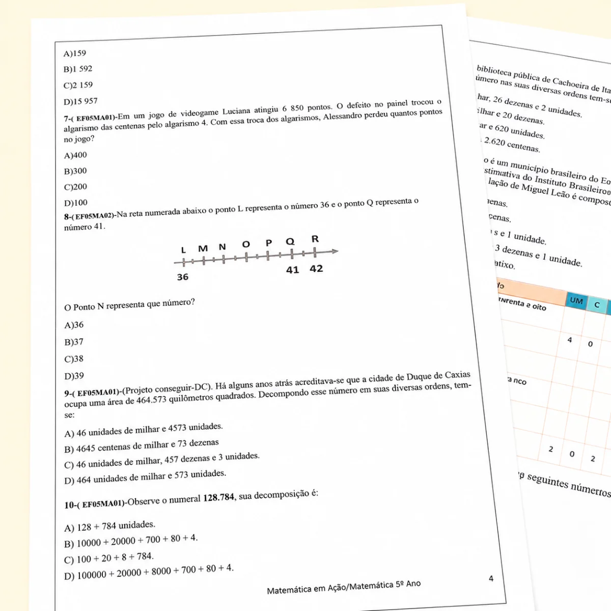 Apostila Matemática em Ação – 5º Ano | Atividades — amostra 1: MATEMÁTICA EM AÇÃO – 5º ANO | DESAFIOS E APRENDIZAGENS