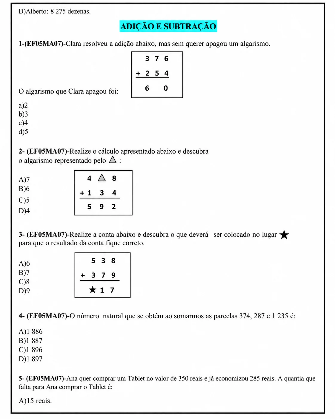 Apostila Matemática em Ação – 5º Ano | Atividades — amostra 4: O material aborda conteúdos importantes por meio de…