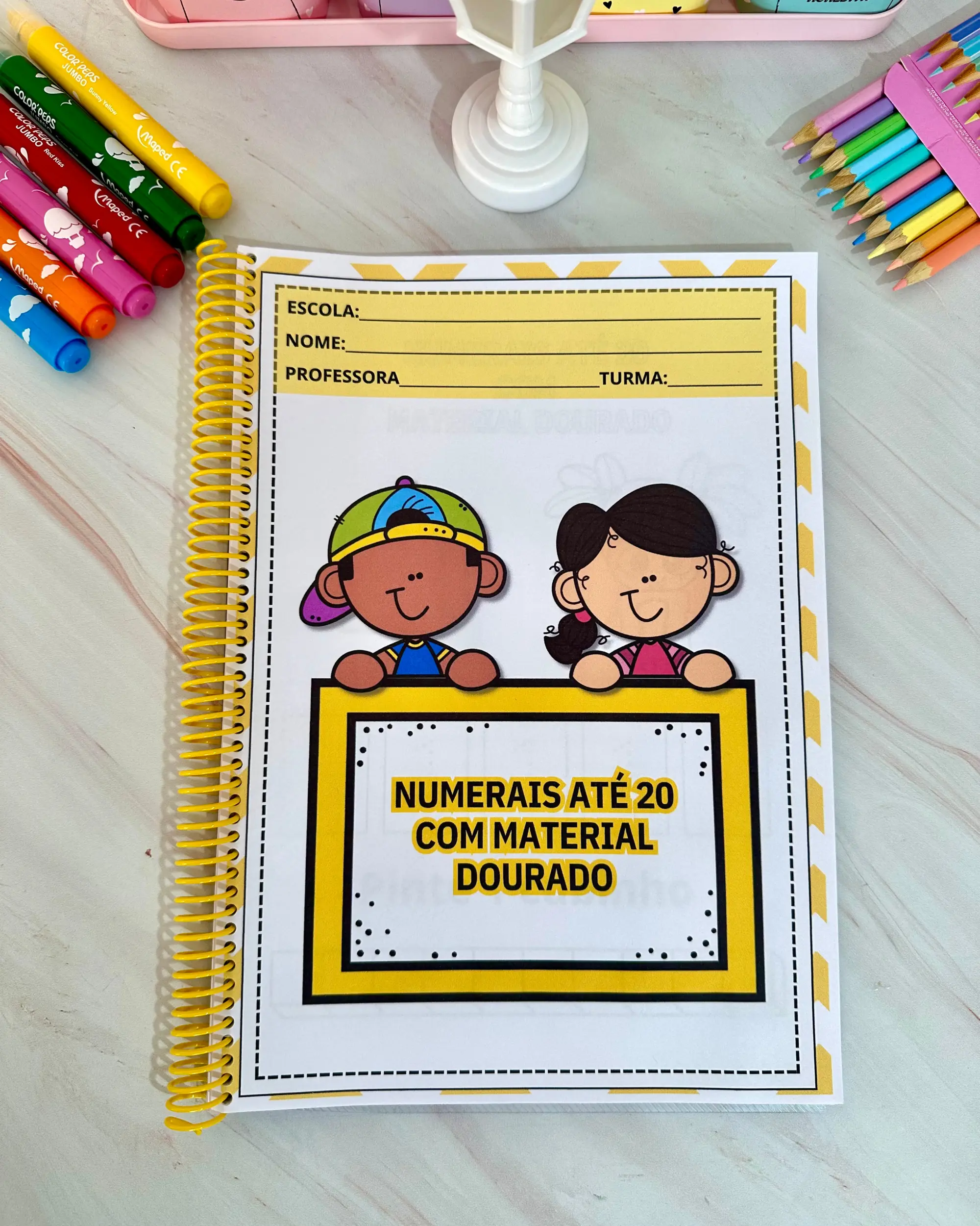 Apostila Numerais até 20 com Material Dourado, em pdf — amostra 6: Apostila de matemática com numerais de 1 a 20 e material…