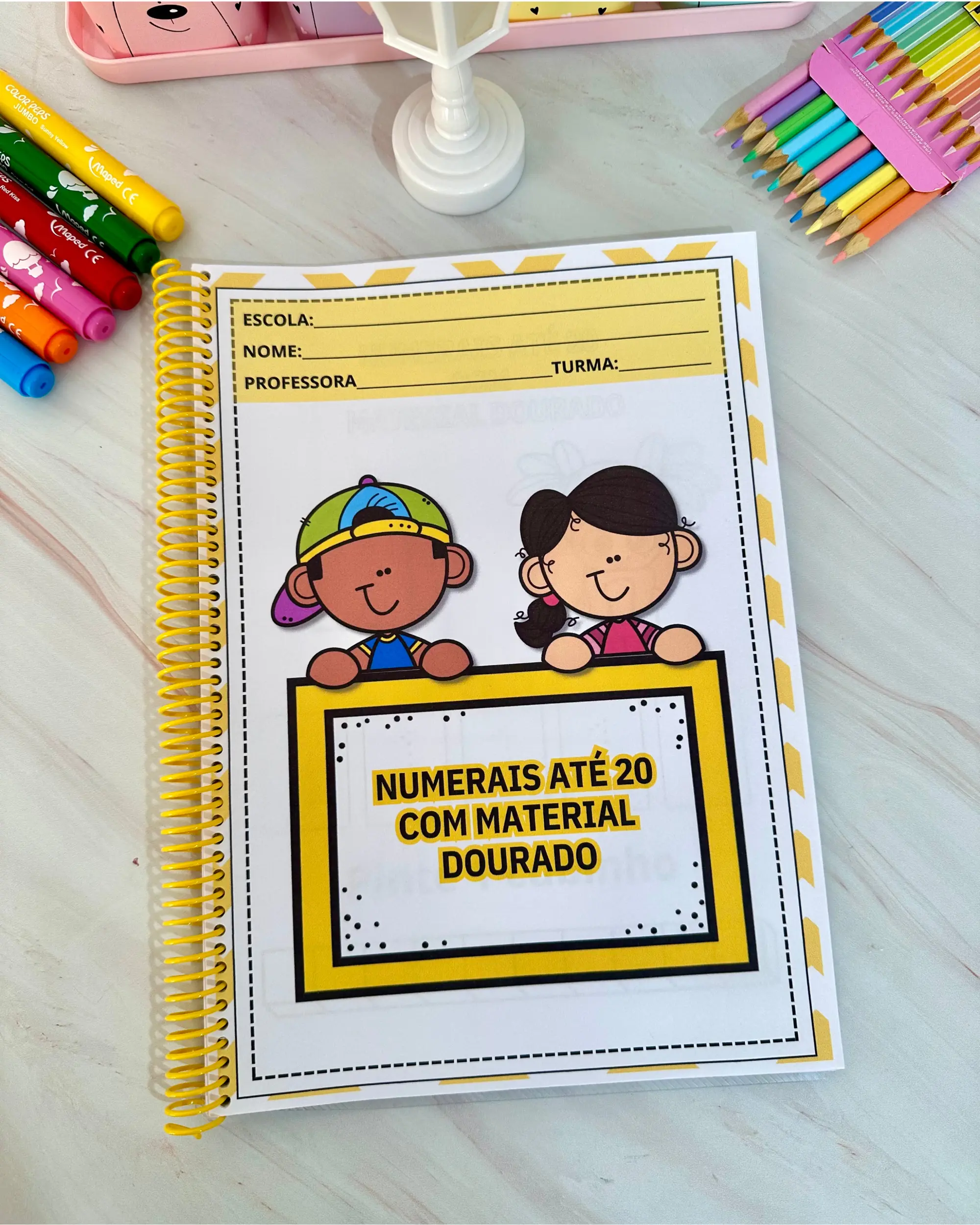 Apostila Numerais até 20 com Material Dourado, em pdf — capa do material