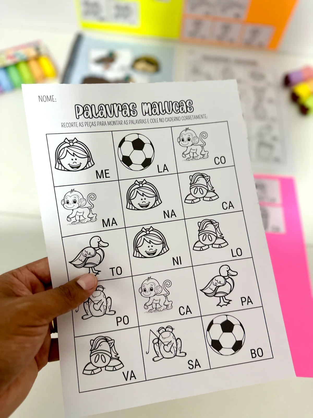 Apostila Palavras Malucas: Sílabas Simples - Alfabetização Lúdica — amostra 2: Formato e entrega