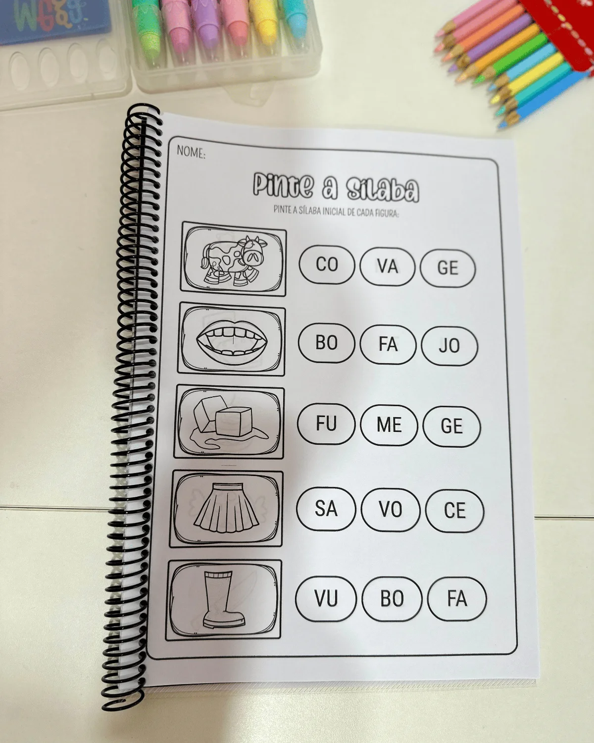 Apostila Pinte a Sílaba - Alfabetização – PDF para Imprimir — amostra 5: Apostila “Pinte a Sílaba”para trabalhar diversas…