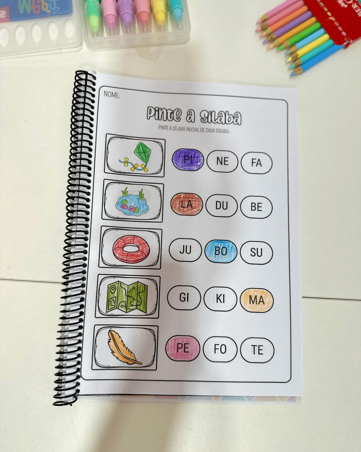 Apostila Pinte a Sílaba - Alfabetização – PDF para Imprimir — amostra 6: Apostila “Pinte a Sílaba”para trabalhar diversas…