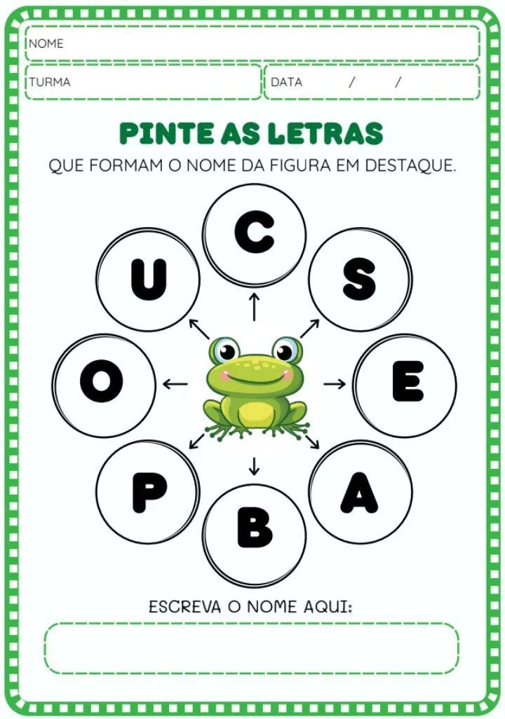 Apostila Pinte as Letras | Atividade de Alfabetização para Imprimir — amostra 3: Uma atividade simples, lúdica e…