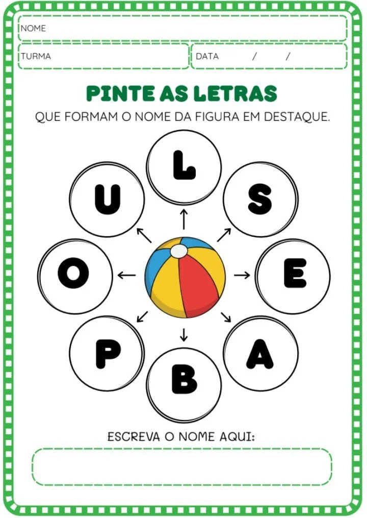 Apostila Pinte as Letras | Atividade de Alfabetização para Imprimir — amostra 4: Uma atividade simples, lúdica e…