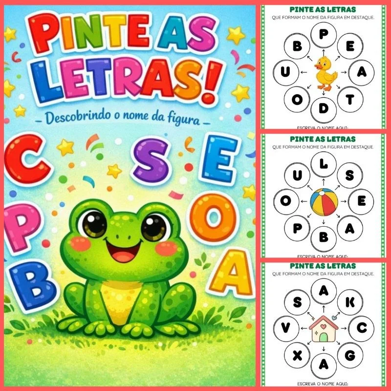 Apostila Pinte as Letras | Atividade de Alfabetização para Imprimir — capa do material