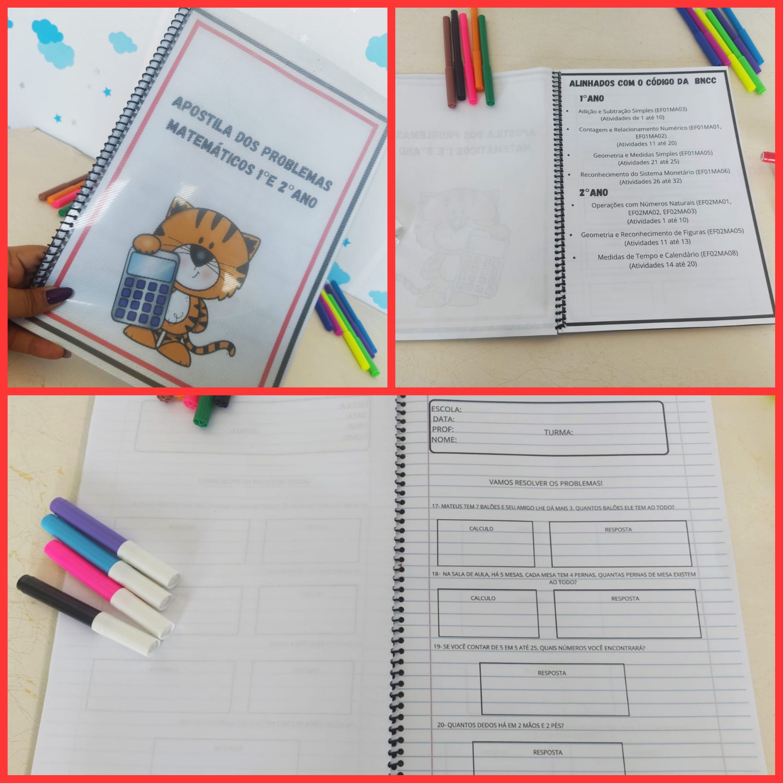 Apostila problemas matemáticos - 1º e 2º ano – PDF para Imprimir — capa do material