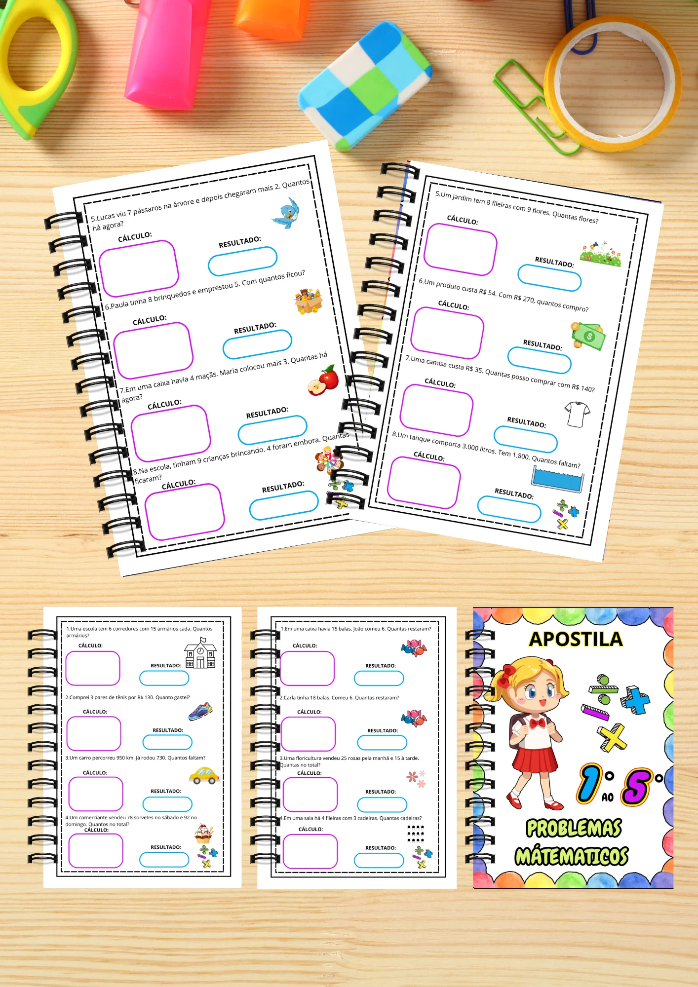 Apostila Problemas Matemáticos Contextualizados! ✏️📘ANOS INICIAIS — amostra 1: 🔢 Para alunos do 1º ao 5º ano do Ensino…