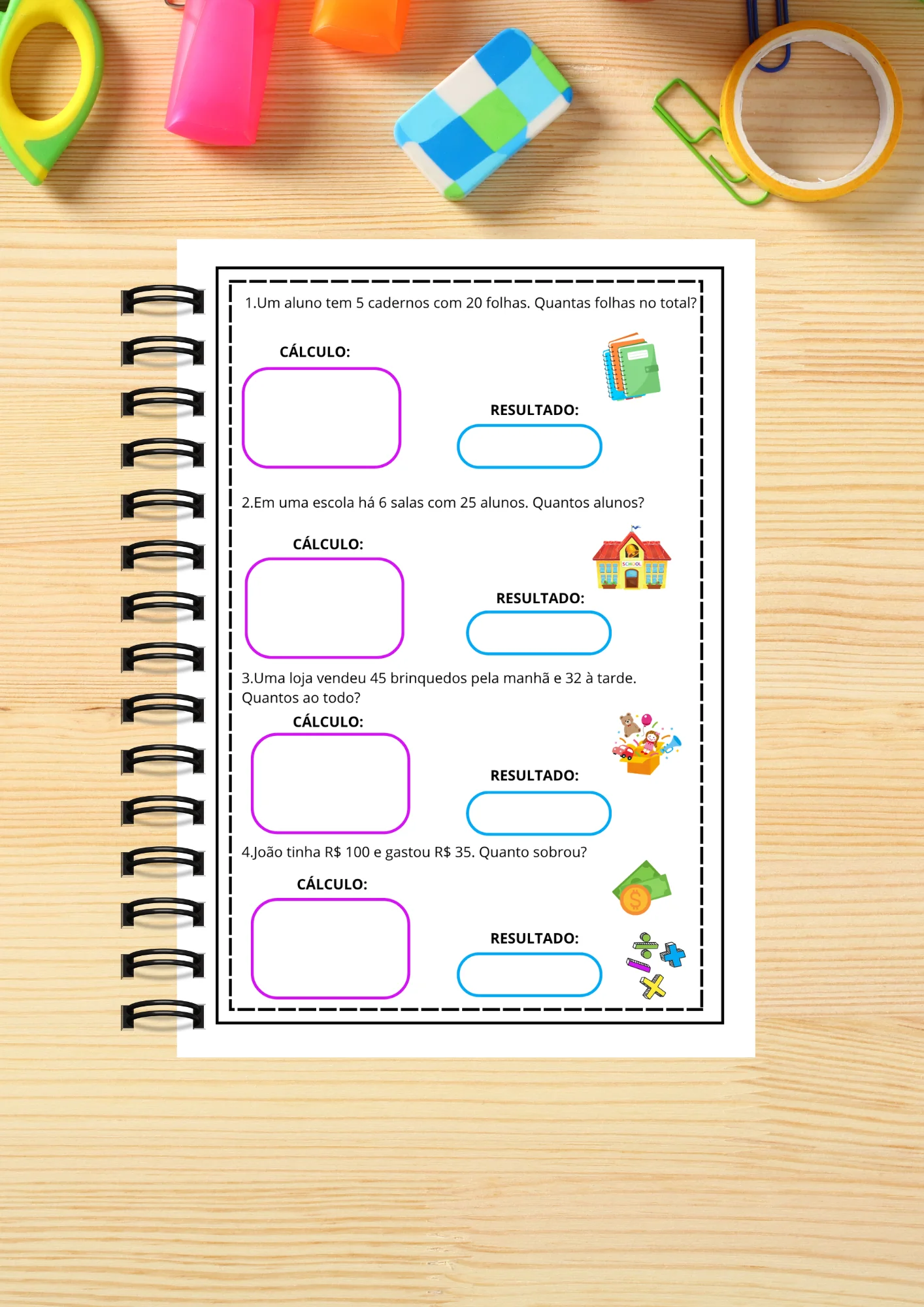 Apostila Problemas Matemáticos Contextualizados! ✏️📘ANOS INICIAIS — amostra 3: 🔢 Para alunos do 1º ao 5º ano do Ensino…