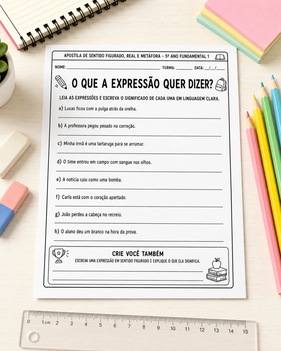 Apostila Sentido Figurado, Sentido Real e Metáfora – 5º Ano | 20 Páginas — amostra 1: Apostila de Língua Portuguesa para o…