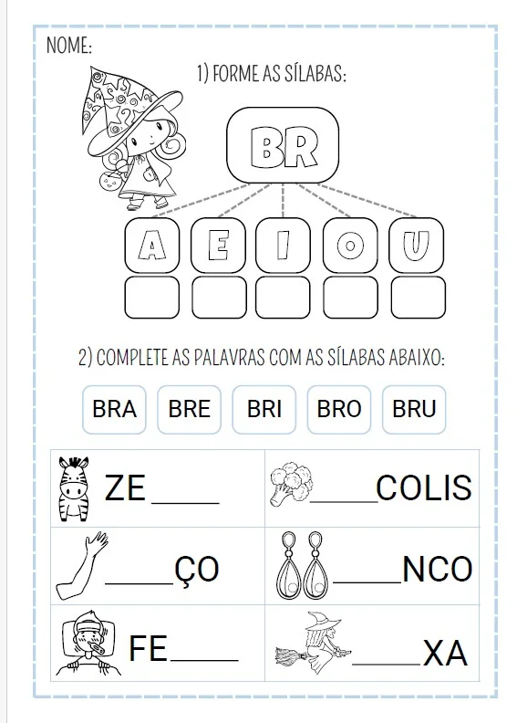 APOSTILA SÍLABAS COMPLEXAS- ALFABETIZAÇÃO — amostra 1: A apostila de atividades Sílabas Complexas inclui 2 variações de…