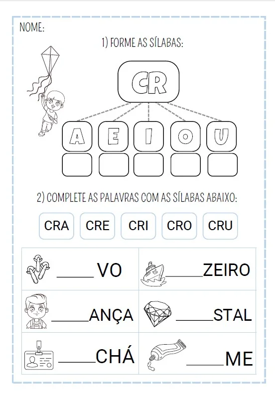 APOSTILA SÍLABAS COMPLEXAS- ALFABETIZAÇÃO — amostra 2: A apostila de atividades Sílabas Complexas inclui 2 variações de…