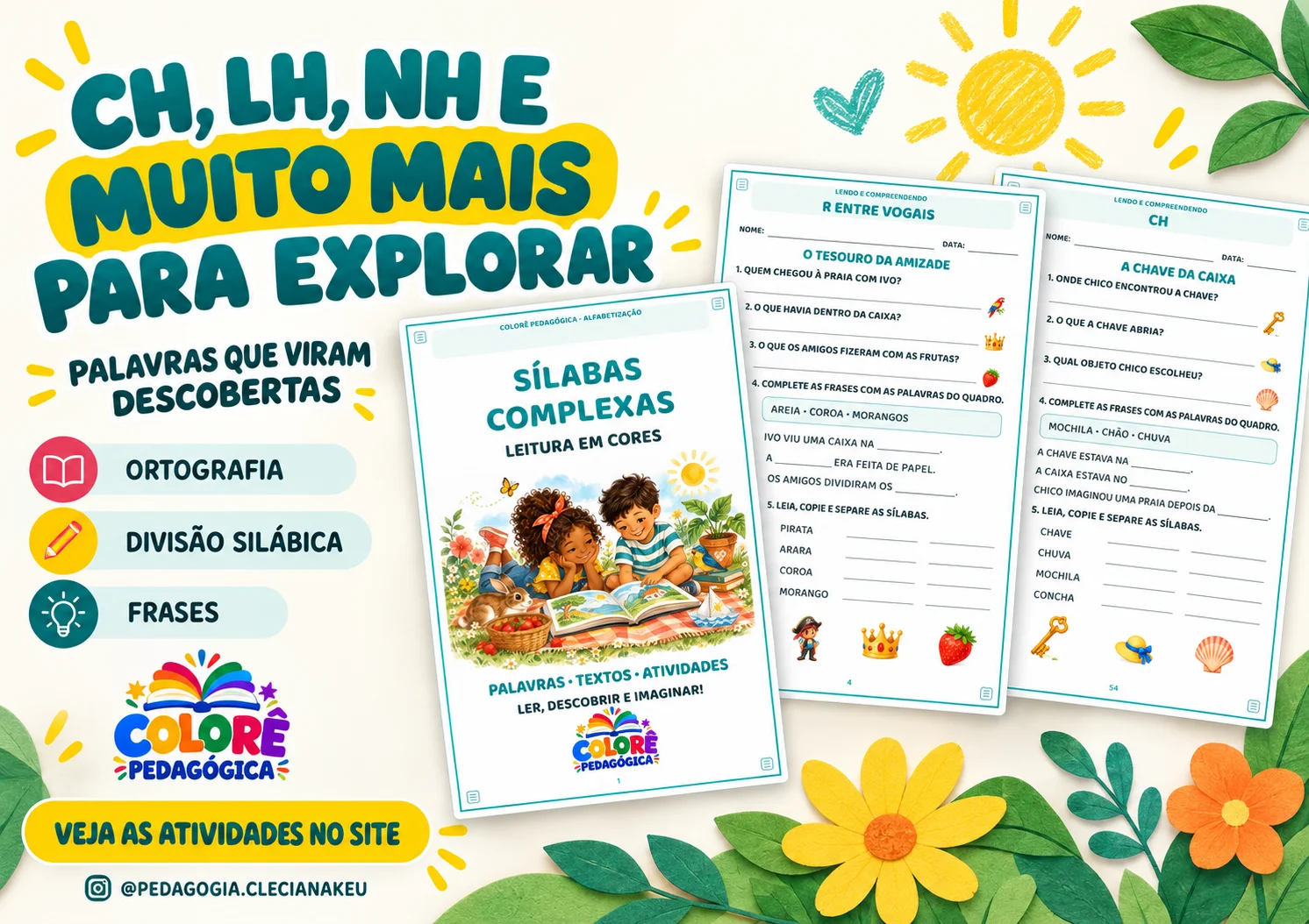 Apostila Sílabas Complexas — Leitura em Cores | Textos, Interpretação — amostra 1: Produto digital em PDF para impressão.…