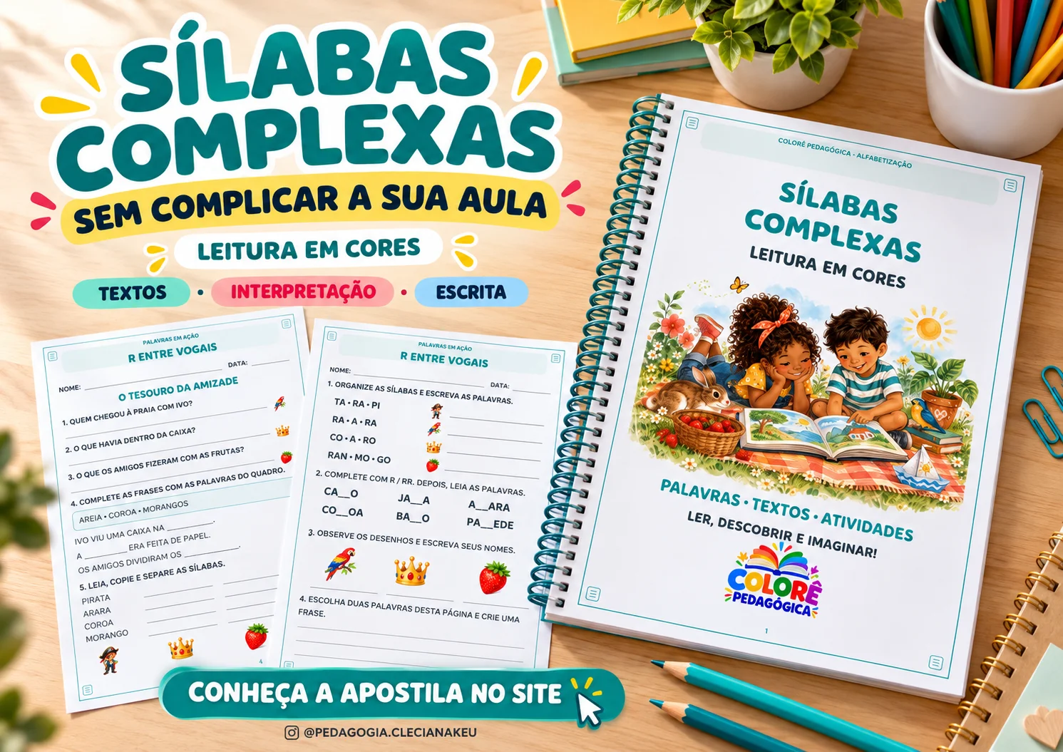 Apostila Sílabas Complexas — Leitura em Cores | Textos, Interpretação — capa do material