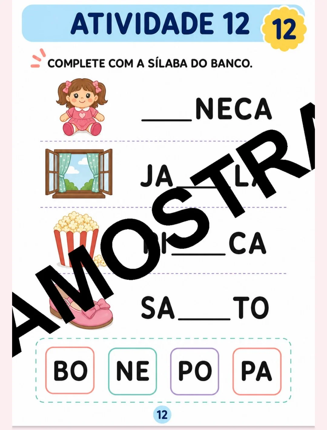Apostila Sílabas — amostra 2: 🌟Apostila Sílabas 🌟São 50 atividades ilustradas para ajudar no aprendizado da leitura,…