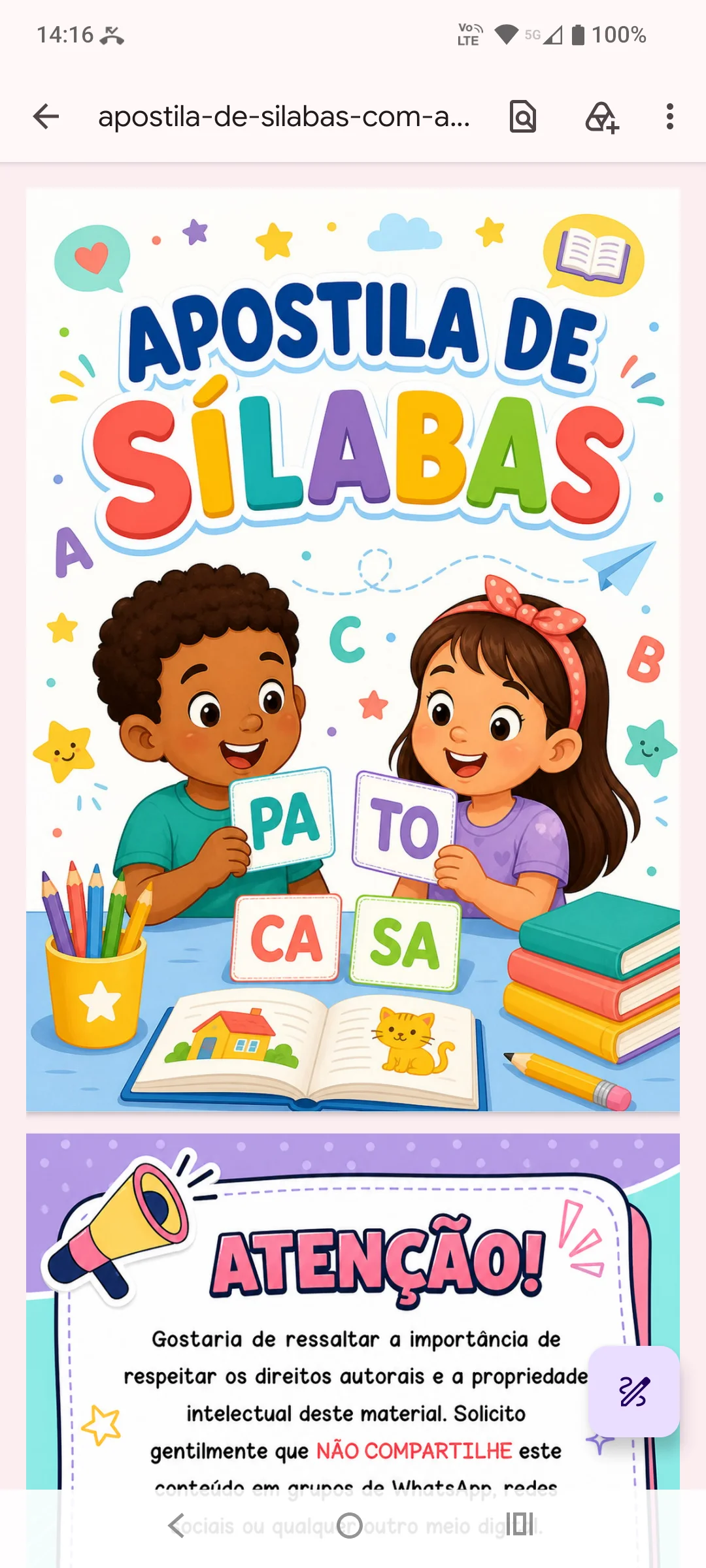 Apostila Sílabas — Alfabetização para Educação Infantil: 🌟Apostila Sílabas 🌟São 50 atividades ilustradas para ajudar no…