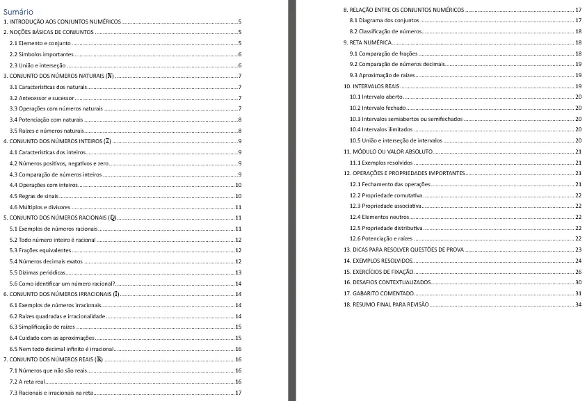 Apostila sobre Conjuntos Numéricos completa — amostra 2: Apostila completa sobre conjuntos numéricos para EF II