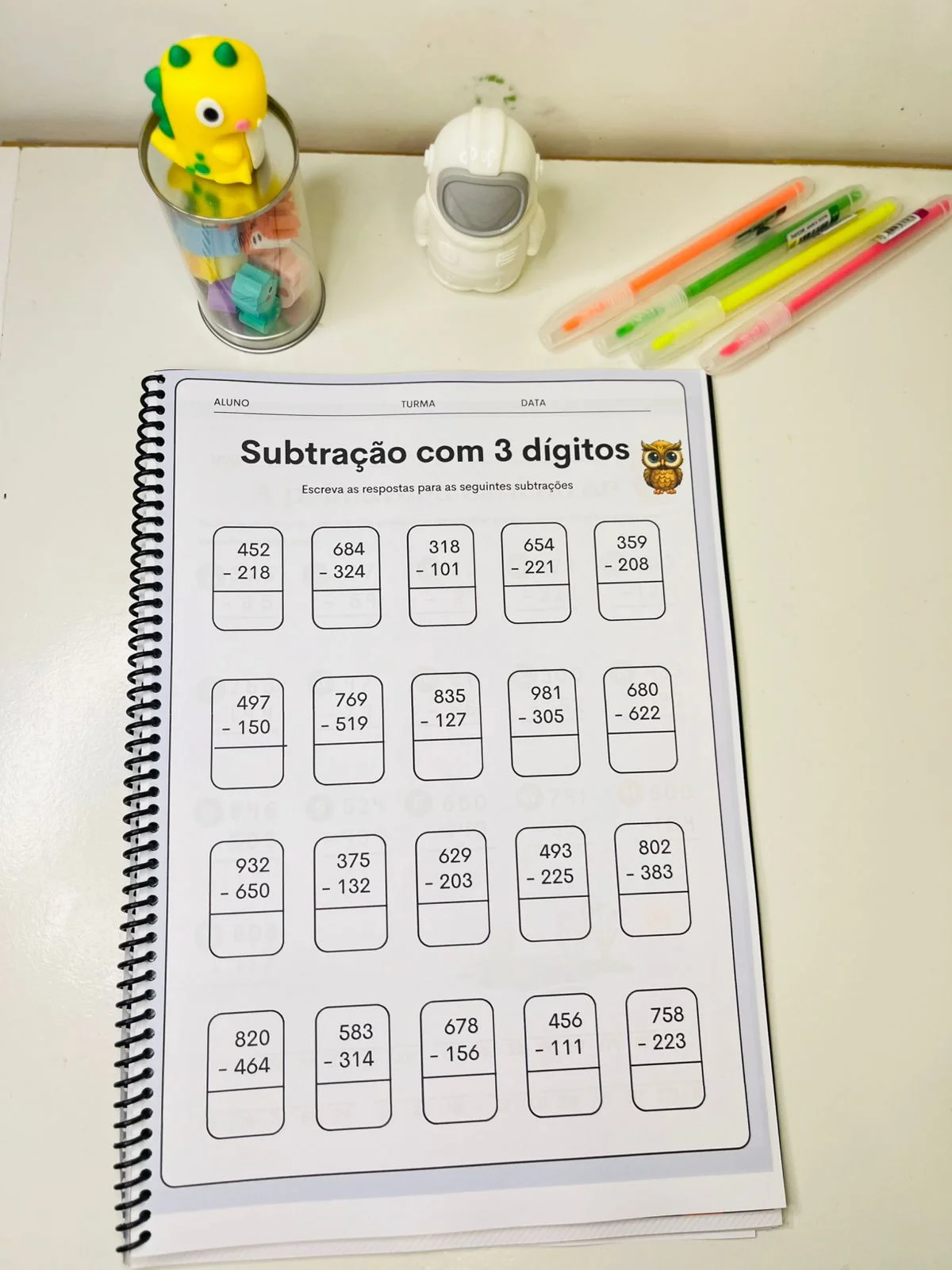 Apostila subtração Simples : Atividades alunos ensino Fundamental — amostra 2: A apostila de subtração para o Ensino…