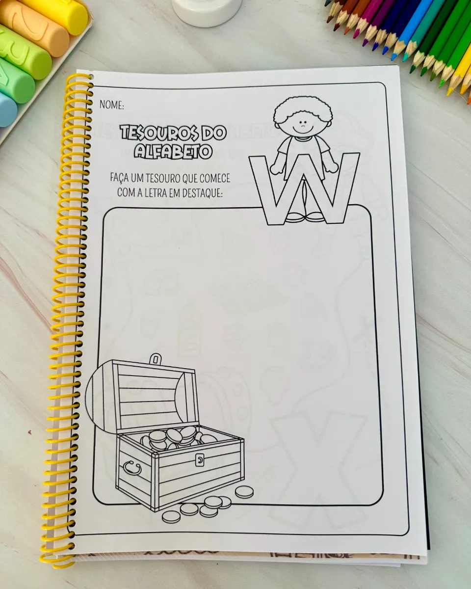 Apostila Tesouros do Alfabeto – Atividades com Letras para Educação Infantil e Anos Iniciais — amostra 1: Apostila de…