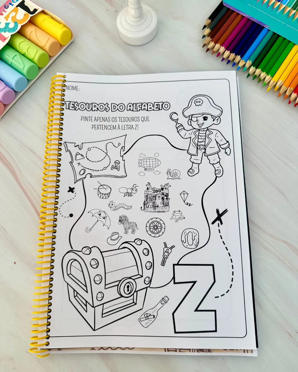 Apostila Tesouros do Alfabeto – Atividades com Letras para Educação Infantil e Anos Iniciais — amostra 2: Apostila de…