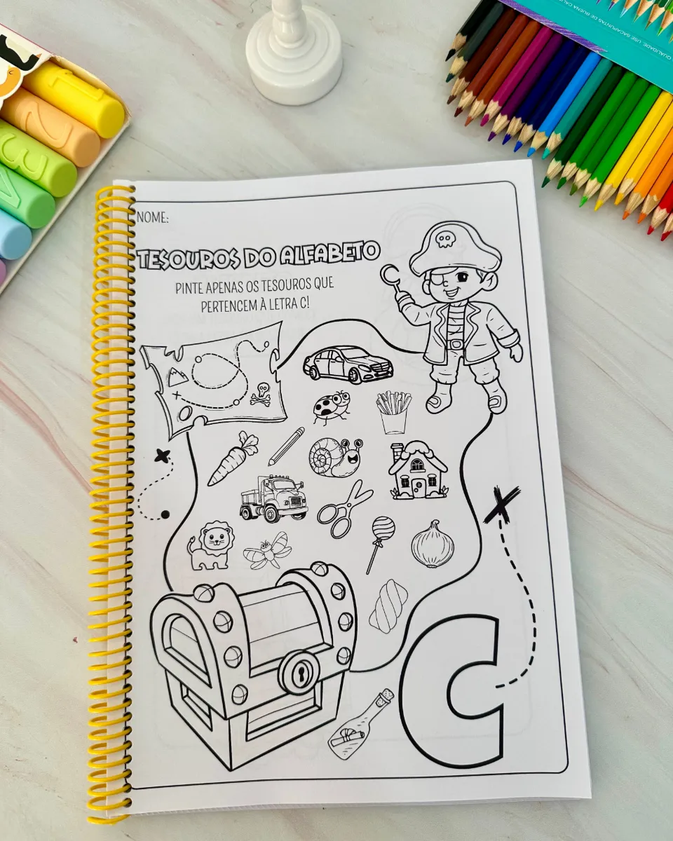 Apostila Tesouros do Alfabeto – Atividades com Letras para Educação Infantil e Anos Iniciais — amostra 3: Apostila de…