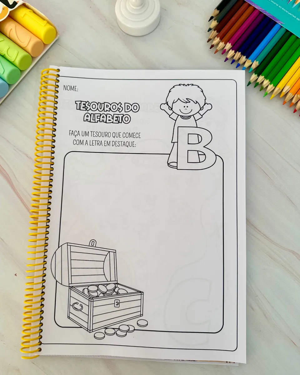 Apostila Tesouros do Alfabeto – Atividades com Letras para Educação Infantil e Anos Iniciais — amostra 6: Apostila de…