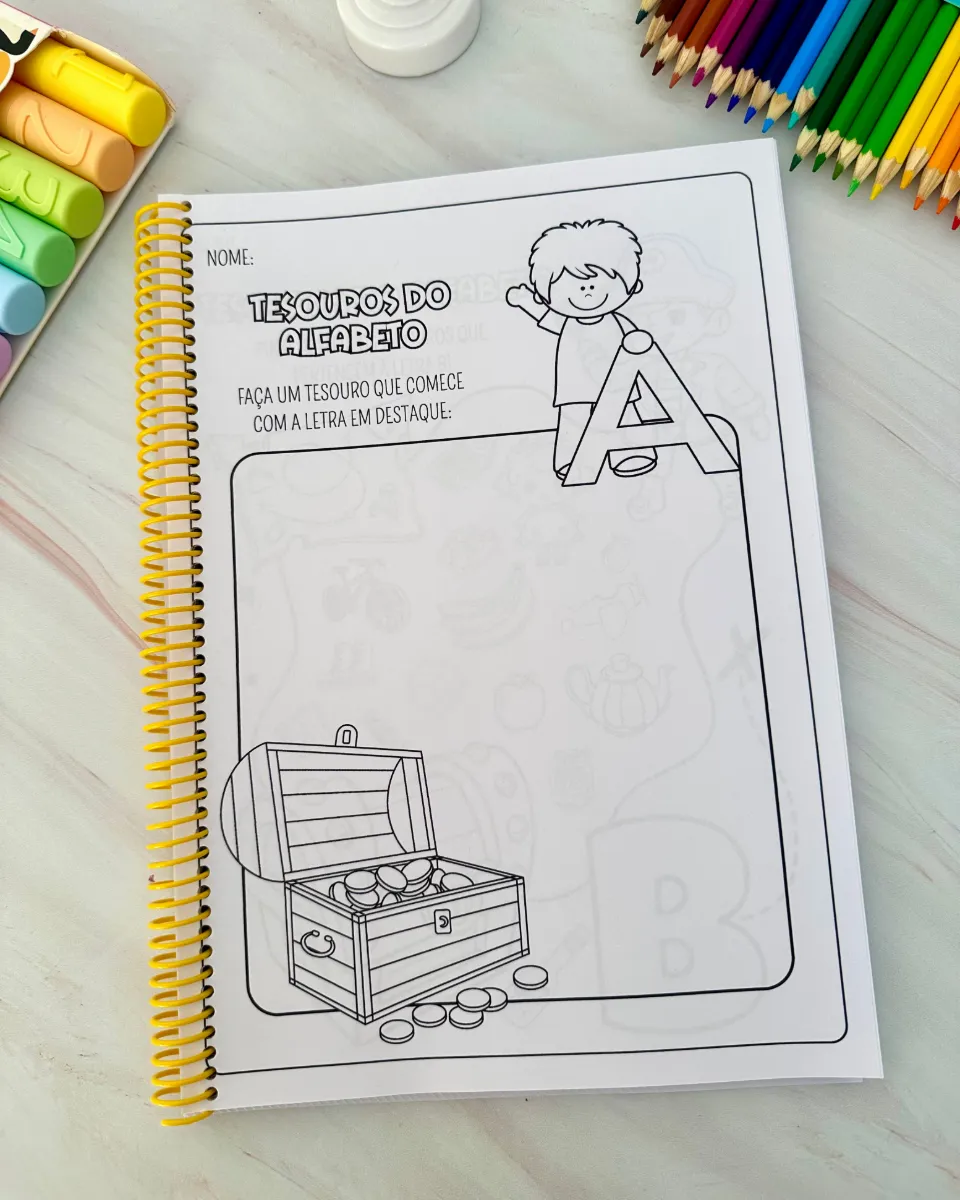 Apostila Tesouros do Alfabeto – Atividades com Letras para Educação Infantil e Anos Iniciais — amostra 7: Apostila de…