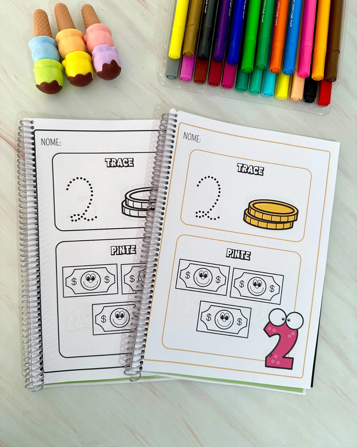 Apostila Trace e pinte \ Educação infantil — amostra 3: Apostila Trace e Pinte para trabalhar numerais de 1 a 20 com…