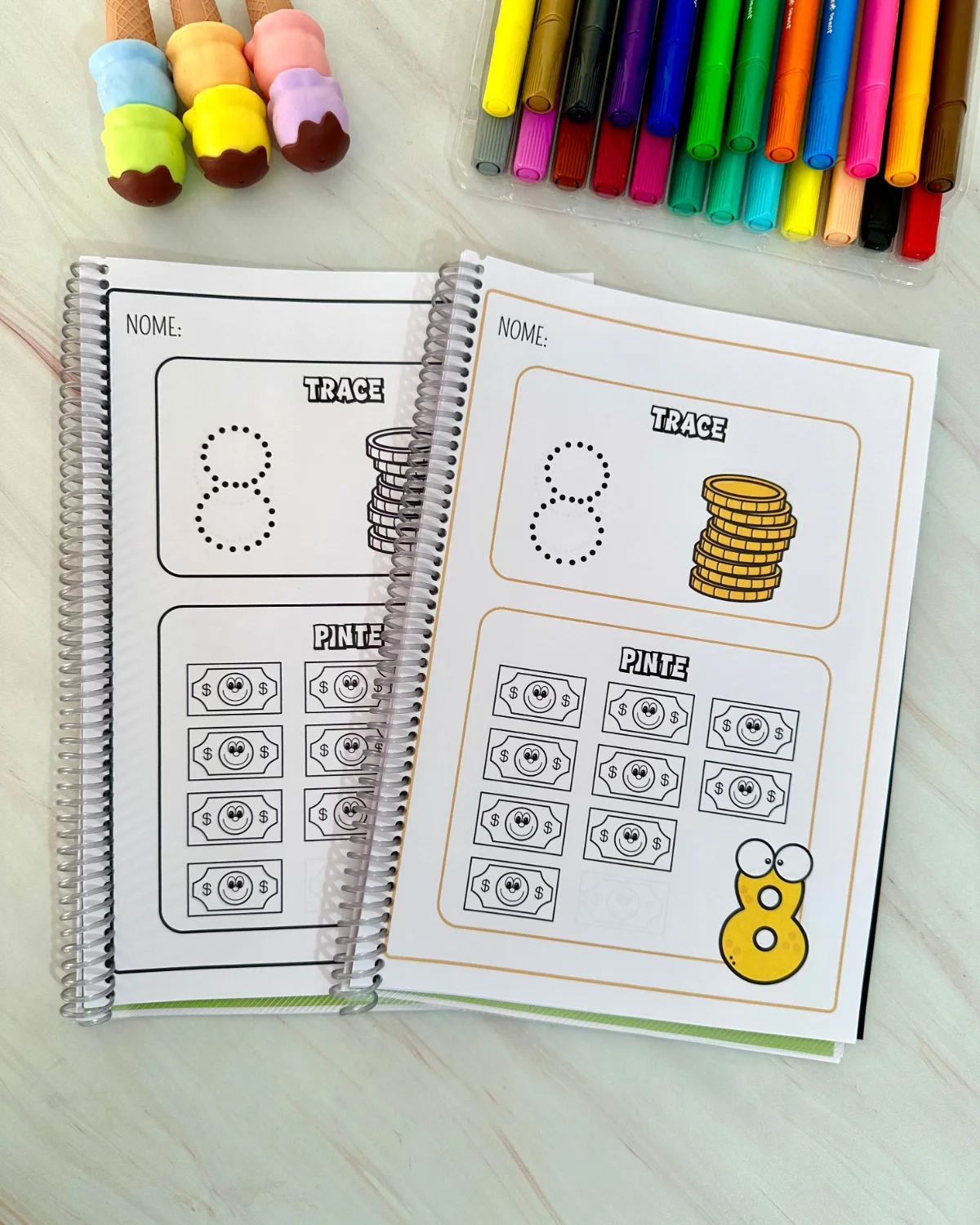 Apostila Trace e pinte \ Educação infantil — amostra 4: Apostila Trace e Pinte para trabalhar numerais de 1 a 20 com…