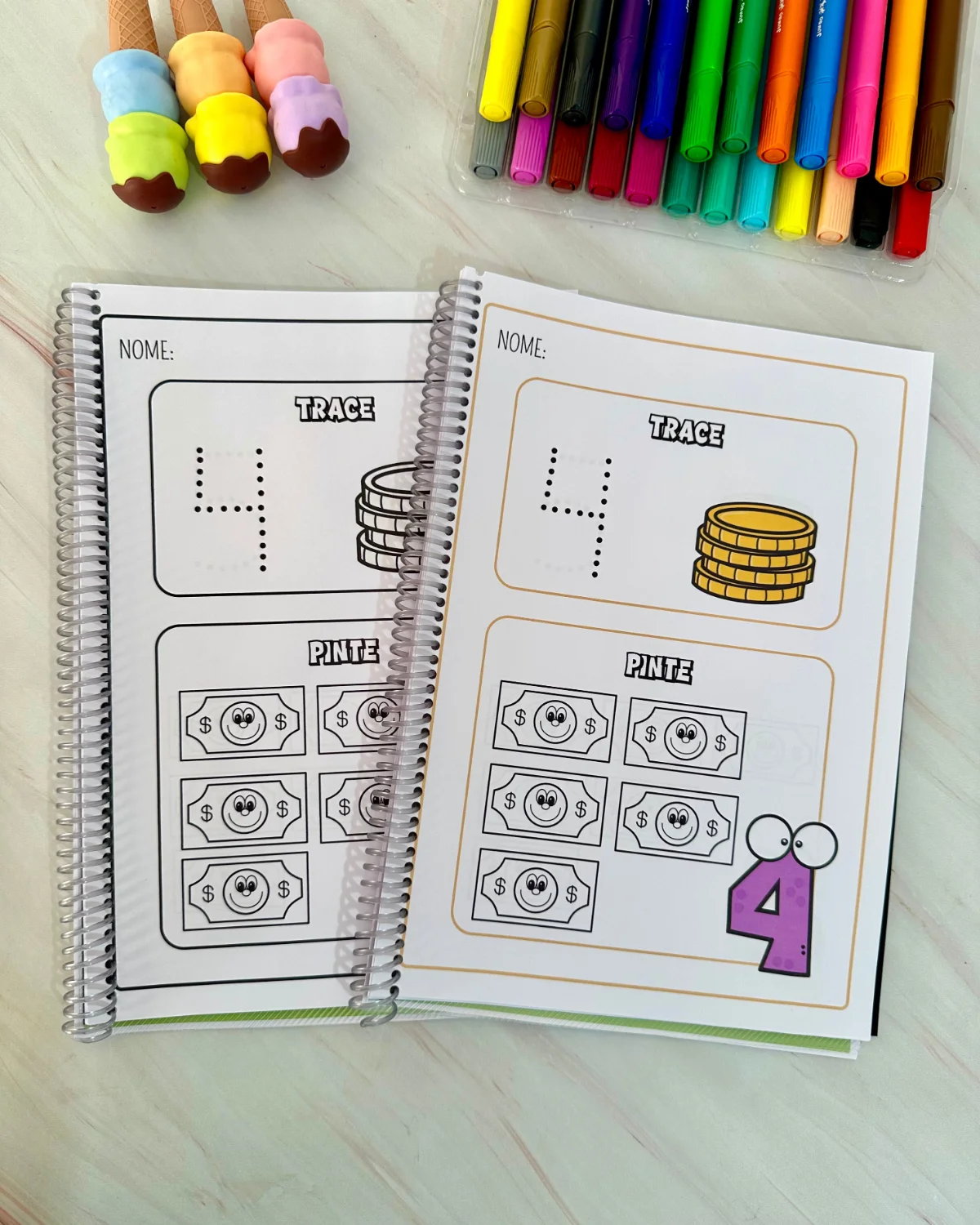 Apostila Trace e pinte \ Educação infantil — amostra 5: Apostila Trace e Pinte para trabalhar numerais de 1 a 20 com…