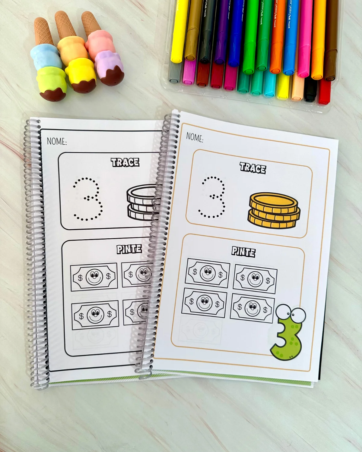 Apostila Trace e pinte \ Educação infantil — amostra 6: Apostila Trace e Pinte para trabalhar numerais de 1 a 20 com…